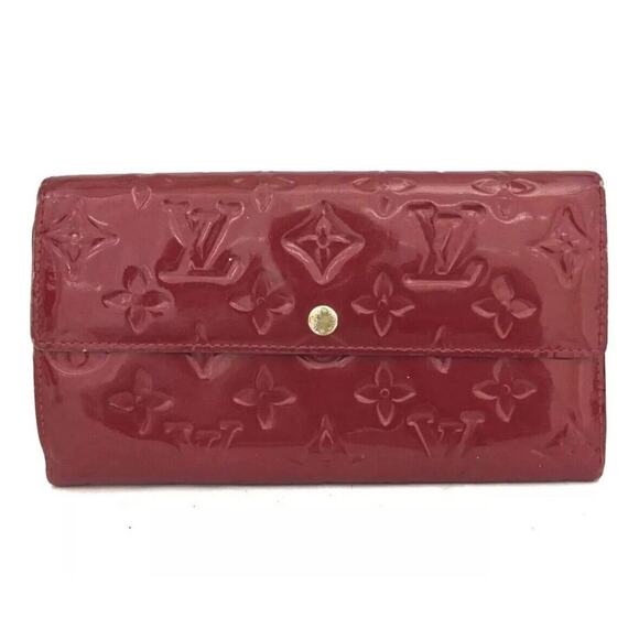 Authentic Louis Vuitton Red Vernis Portefeiulle Sarah Long Bifold Wallet EUC